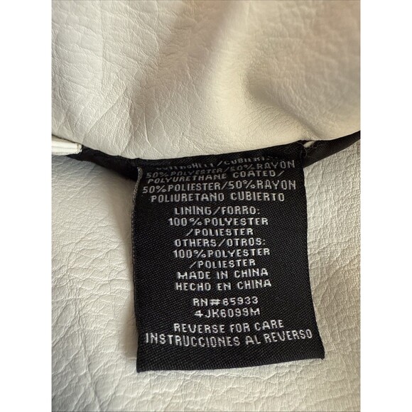 Vintage Y2K Hard Edge White & Black Racing Stripe Driving Leather Jacket Sz L - Picture 7 of 8